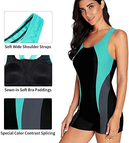 CharmLeaks Ženski jednodijelni kupaći kostim za dječake, sportski kupaći kostim, Kupaći kostim na koljenima