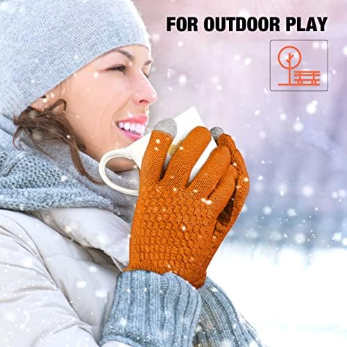 2 Para ženskih zimskih rukavica sa zaslonom osjetljivim na dodir Tople pletene rukavice na runo obloge s эластичными