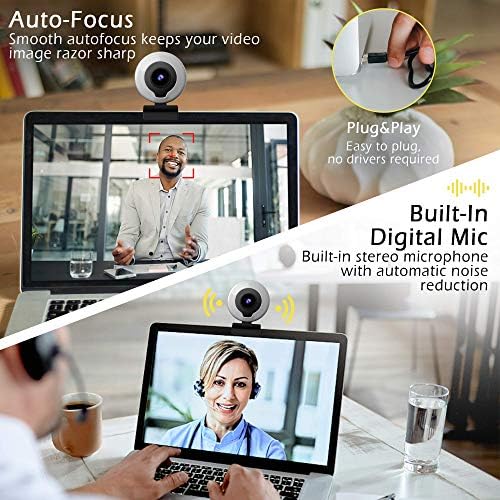 2K Web kamera sa kružnom pozadinskim osvjetljenjem i mikrofon, Web kamera JINGMKJ HD USB sa auto fokusom na