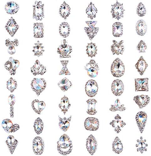 48ШТ 3D Luksuzni Rhinestones za dizajn noktiju Dijamanti Za nokte Staklo Crystal AB Metalne Drago kamenje, Dragulji