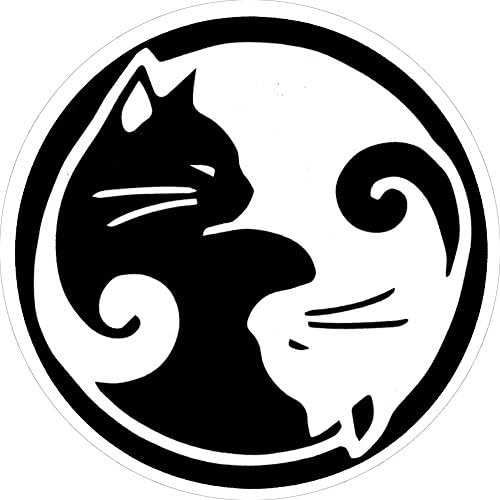 Projekt Mirno resursi Mačke Yin Yang - Mala naljepnica-naljepnica ili Oznaka za laptop (3 Kružna)