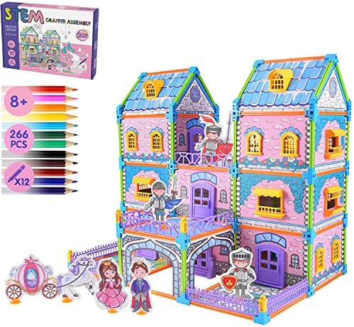 Set za izradu dollhouse sa Set za crtanje, 266 kom. Minijaturni Set za dollhouse San Princeza Dvorac Стебельные