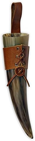 Čaša za Piće Srednjovjekovnog Викинга Аннафи | S vješalicom za kapute Od Smeđe Prave Kože, sa Kopčom-Tipkom/Futrola