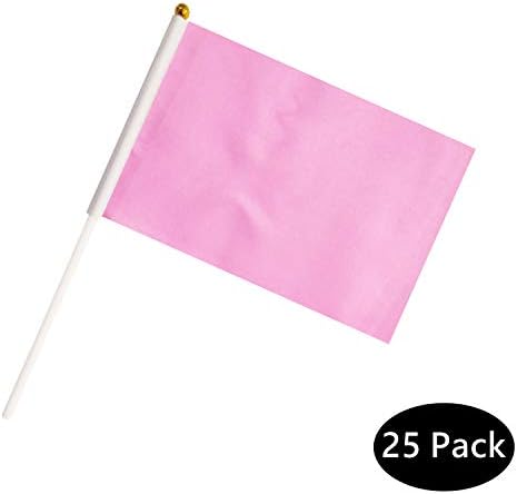 25 Komada Roza Zastave-Špageta,Ručni Mala Mini DIY Pune Zastava Na Štap,8.2x5.5 Cm Vanjska Dekoracija,Ukras
