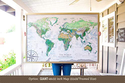Karta svijeta potisna ploča Pin - Karta svijeta Наутилуса - Velika karta u okviru - Osnovana profesionalni географом