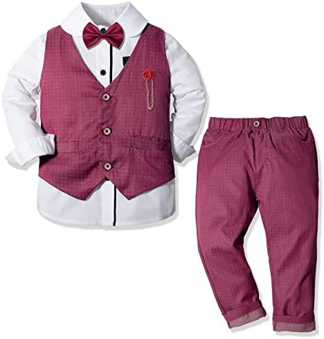 Nwada Kompleti odjeće za dječake Dječji večernja odijela Majice s dugim rukavima + Prsluk + Hlače + Kravata