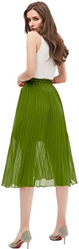GOOBGS Ženska плиссированная suknja Midi trapeznog oblika s visokim strukom i расклешенными rukavima