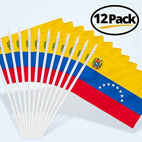 Mini-Zastava Анли Venezuela 12 Kom. - Ručni Male Minijaturne Venecuelanski Zastave na Štap - Otporni na izbljeđivanje