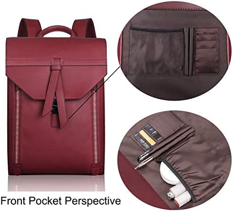 Estarer trendi Ženski kožni ruksak za putovanja, rad, College, 15,6-inčni ženski ruksak od umjetne kože(Bordo-crvena)