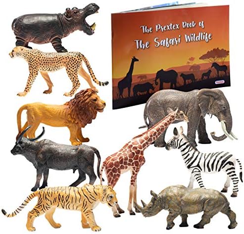 Prextex Vjerne Životinjske Figurice za Safari - 9 Velikih Plastičnih Igračaka za životinje u Džungli s Treninga