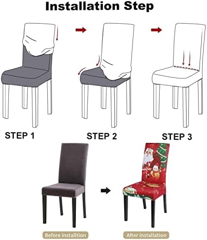 Andacar Božićne Navlake za Stolice Set od 2, Elastične Navlake Za Blagovaona Stolice, Navlake za stolice za