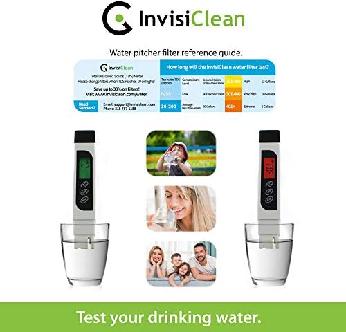 Mjerač InvisiClean TDS - Tester kvalitete vode, temperature i электропроводности za pitku vodu, Filteri za pitchers,