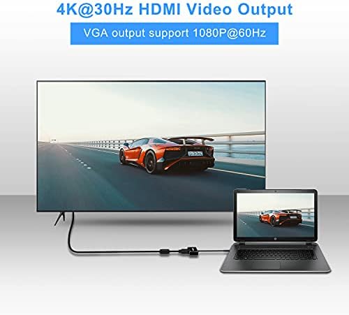 USB C na HDMI VGA konverter hub tip C s lukom 4K HDMI, VGA, USB 3.0, audio i usb za punjenje PD,kompatibilan