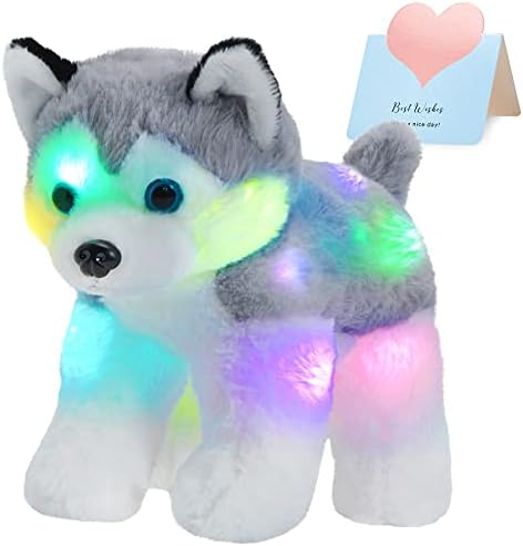 Bstaofy 12' Glazbeni svjetla Haski Štene Punjena Realno led Pjevanje pas Blage Pliš igračku s noćnim svjetlima