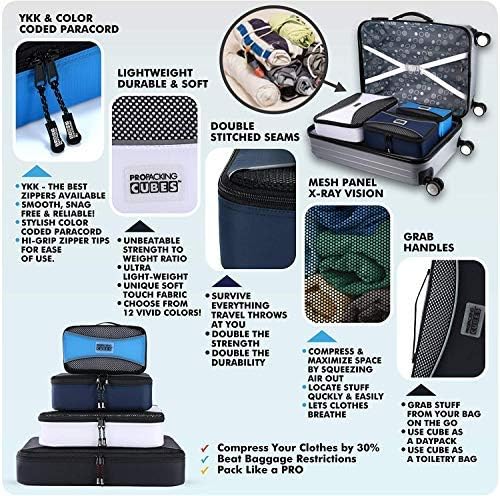 STRUČNI Ambalažni kocke za putovanja | Set torbi-organizatori su za prtljagu od 4 ispitanika | Ультралегкие