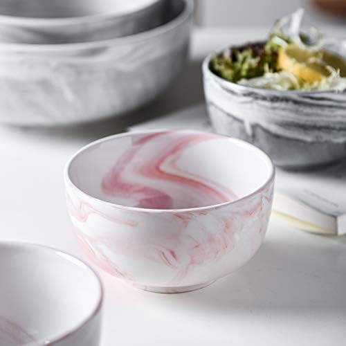 Yundu Porculanske zdjele od ružičastog mramora 14 oz, Sladoled, Desert, Zdjele za pahuljice, Sef za mikrovalnu