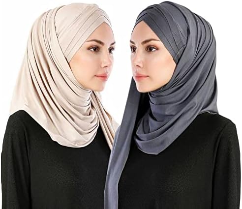 Žene Komplet od 2 predmeta Dres Hidžab Lagan Meke jednobojnu Instant Hidžab, Marame i oblozi muslimanski elastična marama
