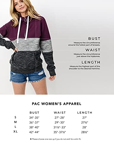Ženska udobna majica PAC 3 u boji blokova, jednostavno runo aktivna casual majica-pulover na munje 1/4 inča džep-klokan