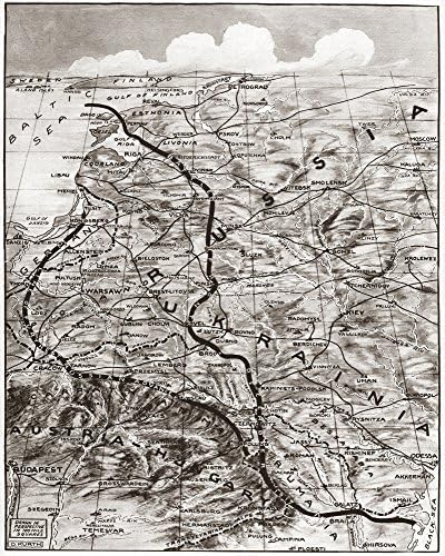 Karta Istočnog Fronta Prvog Svjetskog Rata 1919, Označava Istočni Front U Prvom Svjetskom Ratu Rusije I Austro-Ugarske, Poster (18 x 24)