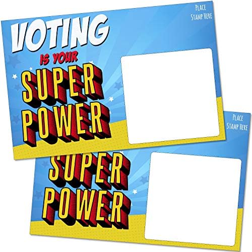100 Masovne razglednice za birača 4x6 - Glas - to je vaša tema Superheroja Supersila-Razglednica bez pokrića, da ne размазывать i Prazna naličje iskaznice, da se više pisati duge poruke glasačima