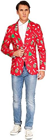 Offstream Ružna Božićne Jakne za Muškarce s Različitim printevima – Božićni Pulover-Blazer
