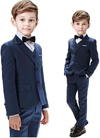 Muška Odijela za Dječake M 5 Kom. Uske Hlače-Blazer Crna Plavo Odijelo za Vjenčanje