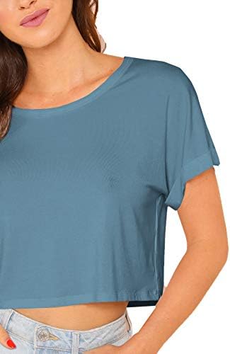 SweatyRocks Ženska casual majica okruglog izreza i kratkih rukava Soild Basic Crop Top