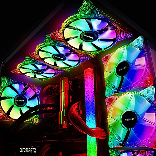 Ventilator kućišta Qudodo Crystal Diamond RGB 120 mm, 4 Kom i Svjetlosna traka 2 kom, daljinski Upravljač, Podesiv