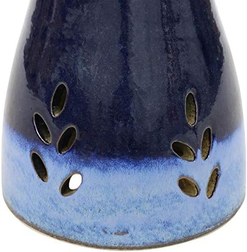 Klasična vanjska keramička kadica za ptice Sunnydaze Classic - Kvalitetan, ručno oslikana, otporan na uv zračenje i smrzavanje Trim - Vrt, Travnjak, Vrt, dekorativne kadu za ptice - Tamno plava