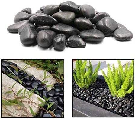 Polirane Šljunak od Crnog kamena 10 Kg – 1 – 2 inčni Šljunak za biljke, Vrtova, Dekor, Krajolik dizajn, Sukulenti,