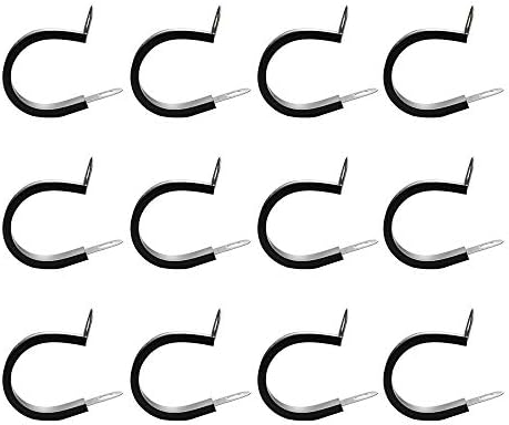 12 Komada 9/16 - inčni Kabelske Obujmice od nehrđajućeg čelika-304,Izolirane Stezaljke s gumenom brtvom,Obujmica