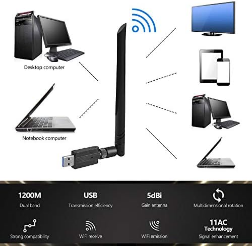 USB WiFi Adapter – 1200 M WiFi Ključ velike brzine 802.11 ac 5 dbi dual-band Adapter Bežične mreže 2,4/5 Ghz
