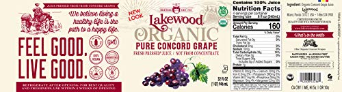 Lakewood Organski ČIST Grožđani sok Concord, 32 Fl oz, Pakiranje od 6