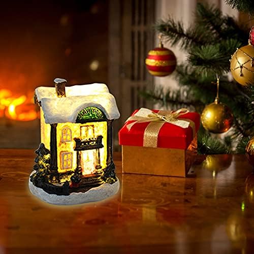 Božićno scena Seljački dom, Tar Sjajni Kuća s led pozadinskim osvjetljenjem, Zimi Snijeg Božićno Seljački zgrada