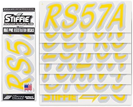 STIFFIE Whipline Žuta/Srebrna 3 Alfanumeričke Registraciju Identifikacijske Brojeve Naljepnice Naljepnice za