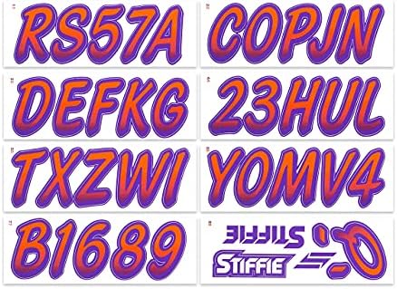 STIFFIE Whipline Narančasta/Ljubičasta 3 Alfanumeričke Registraciju Identifikacijske Brojeve Naljepnice Naljepnice