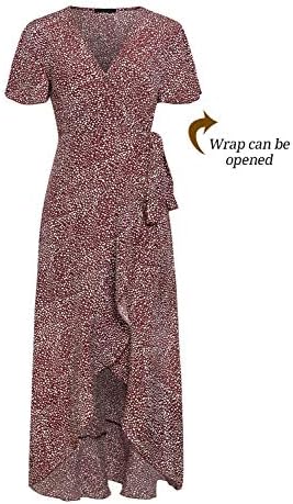 Donje maxi haljina sa volanima i cvjetnim ispis BerryGo u Boho stilu s V-izrez i cvjetnog skripta