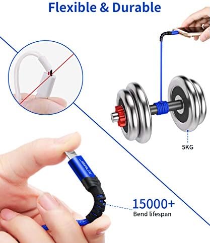 Kabel za punjač Lightning za iPhone (2 kom 4 ft+6 metara), JSAUX [Certified Apple MFi C89] Najlon, pleteni kabel