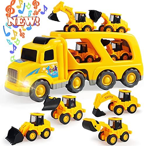 Građevinske igračke Kamioni za dječake i djevojčice 3-6 godina, Igračka automobile 5 u 1 sa svjetlom i zvukom,