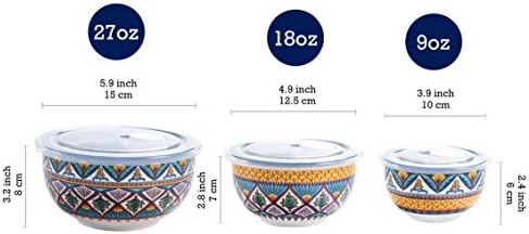 Stakleno keramička zdjela Bico Havana s hermetički zatvorene poklopcem, Set od 3(27 ml, 18 ml, 9 g svaka), Zdjele za kuhanje, Zdjela za spremanje Salate, Grickalice, Voće, Mikrovalna pećnica i Perilica posuđa