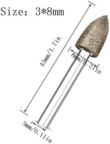10шт 3x8 mm Diamond brusilica krunica Metak s dijamant obložene s fiksnom točkom Brusilica krunica s utvrđenim