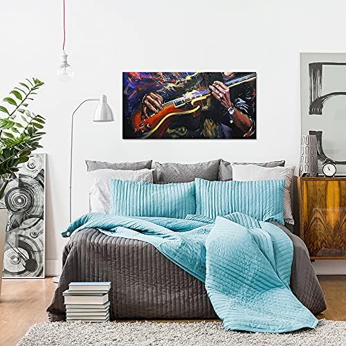 VANSEEING Glazba Platnu Wall Art Rock pjevačica Drži Gitaru Ulje na platnu Apstraktna Glazbena Tema Slika Glazbeno