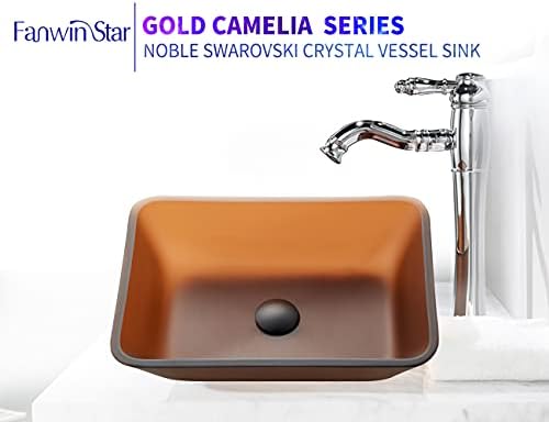 Serija Fanwin Star Gold Camelia Pravokutni Umivaonici od kaljenog stakla u stilu Deco kupaonica, Mat | Sudoper