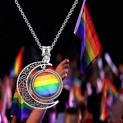BEKECH Gay-Pride Prelijeva Ogrlica u obliku Polumjeseca Šarm Prelijeva Ogrlica Gay i Lezbijke LGBT Pride Pokloni