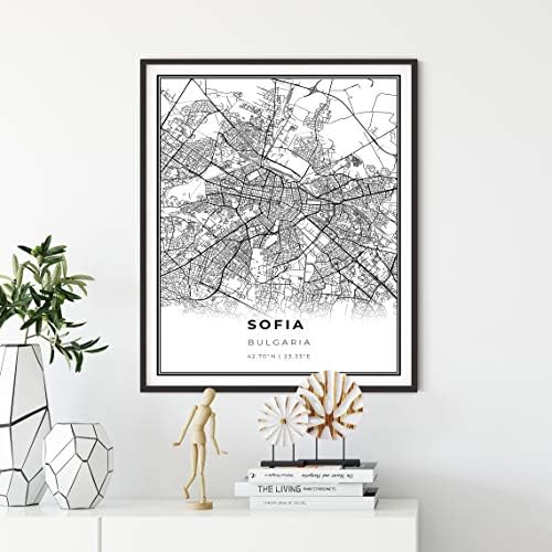 Сканнди Ispis karte Sofije, Plakat s prikazom karte Bugarskoj, Trenutno je zid umjetnost, Likovna mapa ulica 11x14