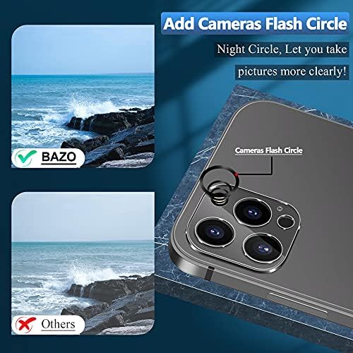 [3 Komada] Zaštitnik objektiva kamere od kaljenog stakla BAZO je Kompatibilan sa iPhone 12 Pro Max 6,7 5 G, [Pogodna za sjedalo] HD Prozirni Zaslon stražnje kamere s tvrdoćom u 9 H