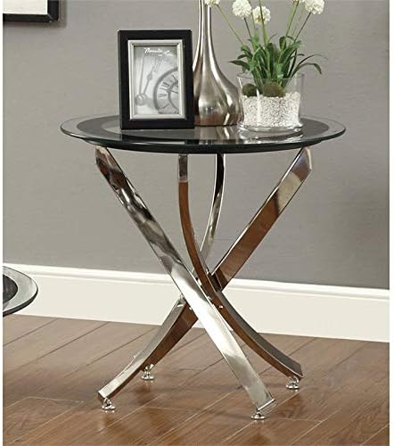 Bočni stol od drveta Norwood sa sudopera od kaljenog stakla, kromirana i transparentan