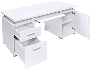 Računalni stol s 2 ladice i bijeli ormar