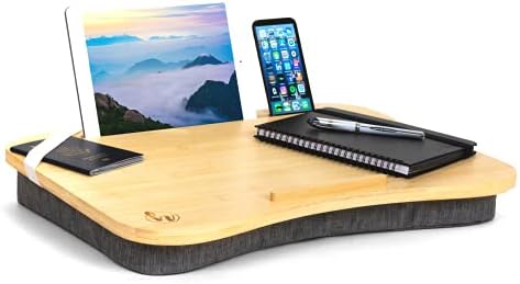 Hultzzzy Lap Desk - High Fat Prirodni Bambus - Pogodno za prijenosna računala veličine do 17 inča - Ipad, Stalak