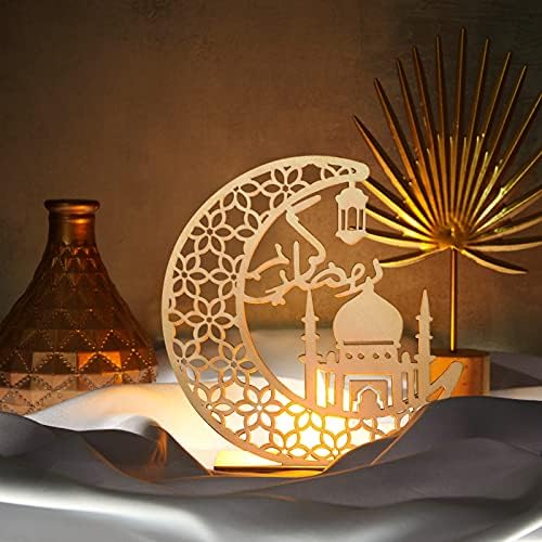 Id Obrt noćno svjetlo, Ručne izrade 3D Drvene Led Svjetiljke U Obliku Mjeseca Dekor, Ramazan Mubarak Ukras Lampe Osnovna College Spavaća soba Id Nakit Poklon za muslimane, Poklon za Ramazan, Dekor Islamske Zidne Površine